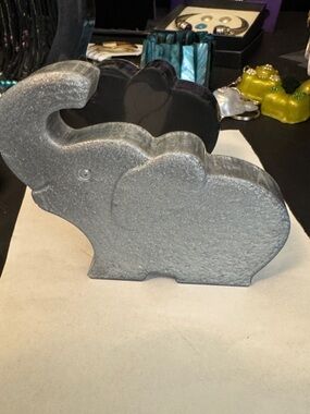 Silver Elephant Figurine Decorative Accent handmade resin made